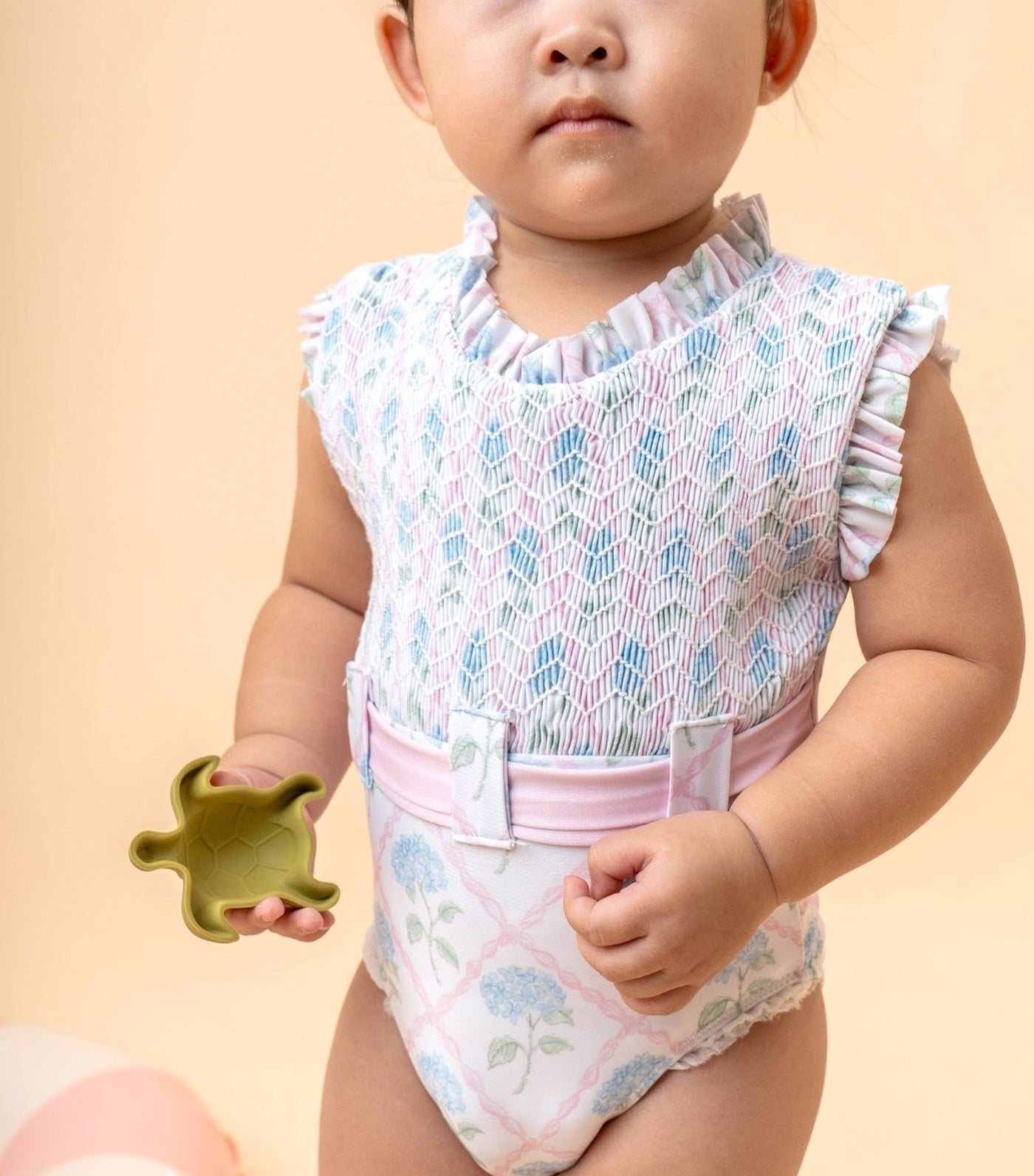 Sylvia Smocked Sleeveless Swimsuit Blossom Trellis
