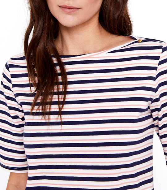 Basic Boat Neck T-Shirt Stripe