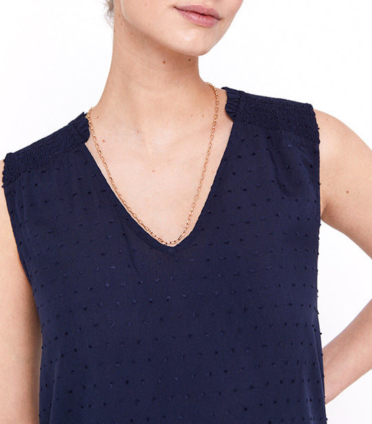 Combined Gathered Top Navy Blue