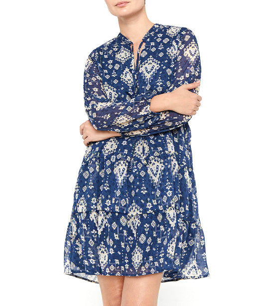 Short Recycled Dress Blue Print