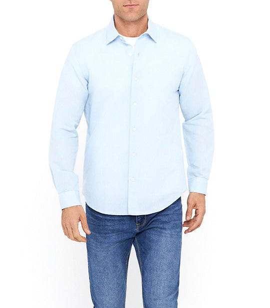 Plain Linen Cotton Shirt Linen Light Blue