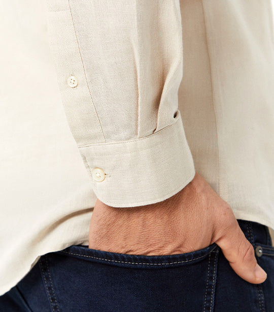 Plain Linen Cotton Shirt Beige