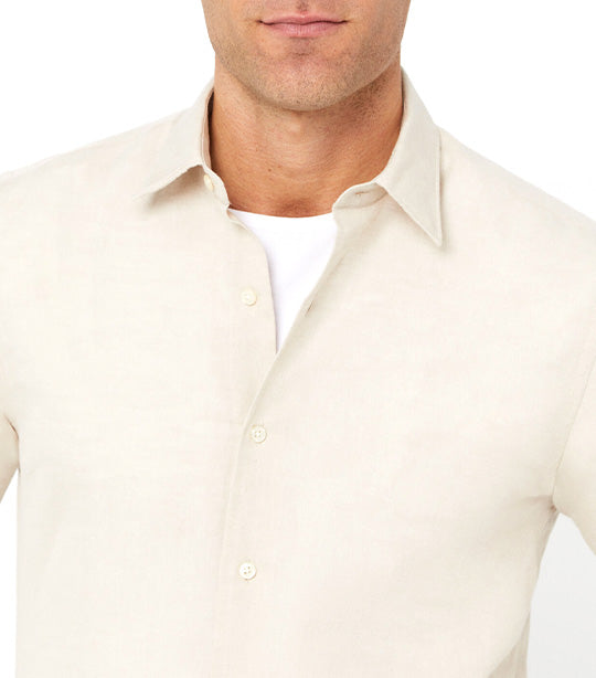 Plain Linen Cotton Shirt Beige