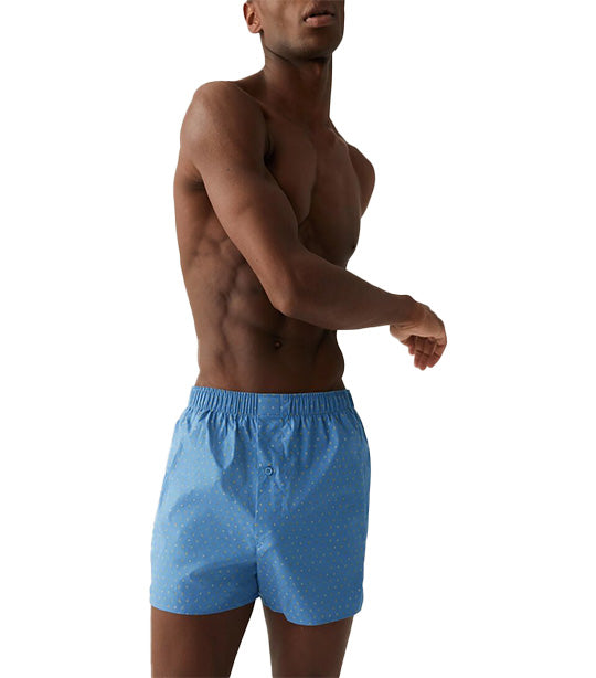 3 Pack Pure Cotton Assorted Woven Boxers Ocean