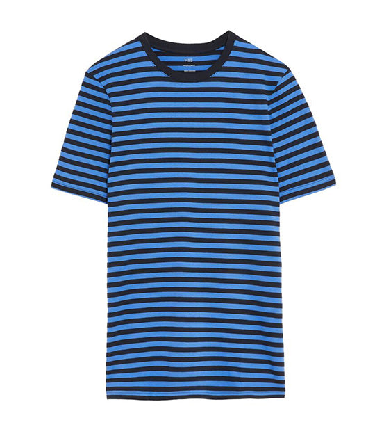 Pure Cotton Striped T-Shirt Dark Navy
