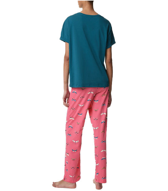 Pure Cotton Printed Pajama Set Turquoise