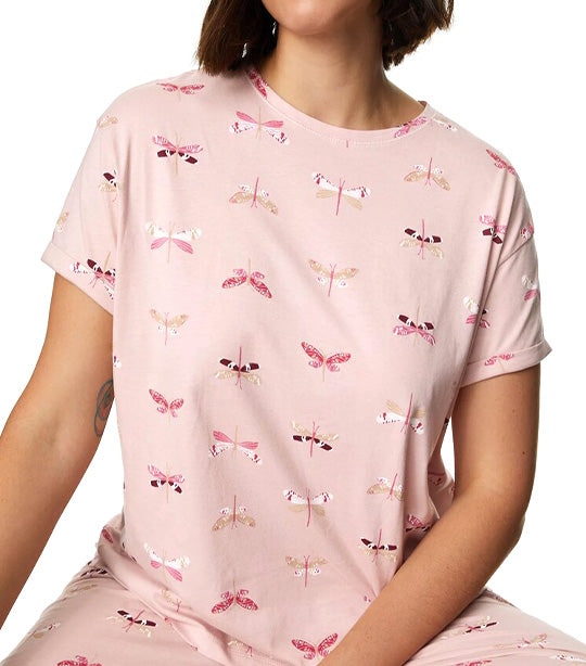 Pure Cotton Printed Pajama Set Light Pink/Salmon