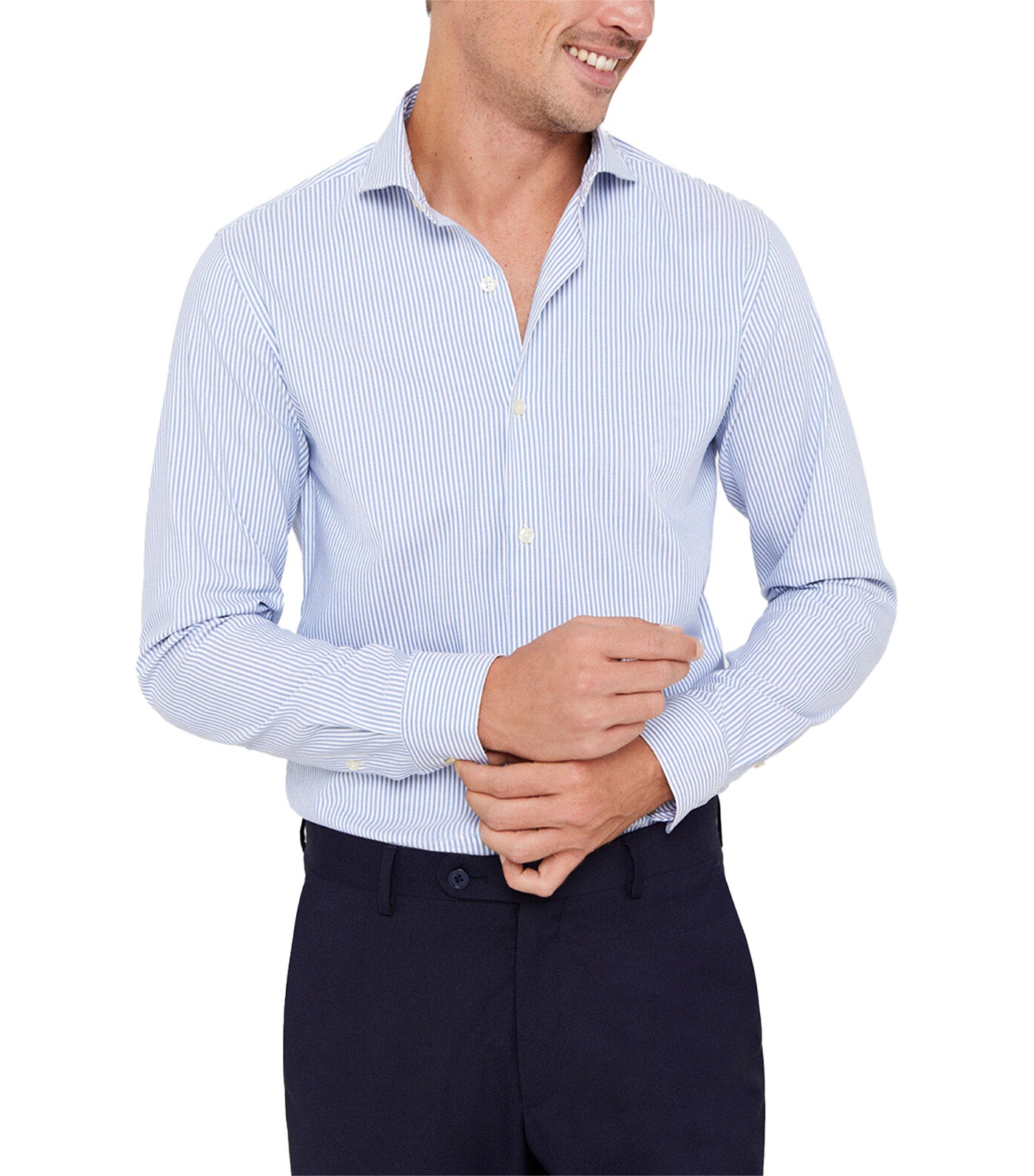 Coolmax Slim Fit Striped Shirt Light Blue