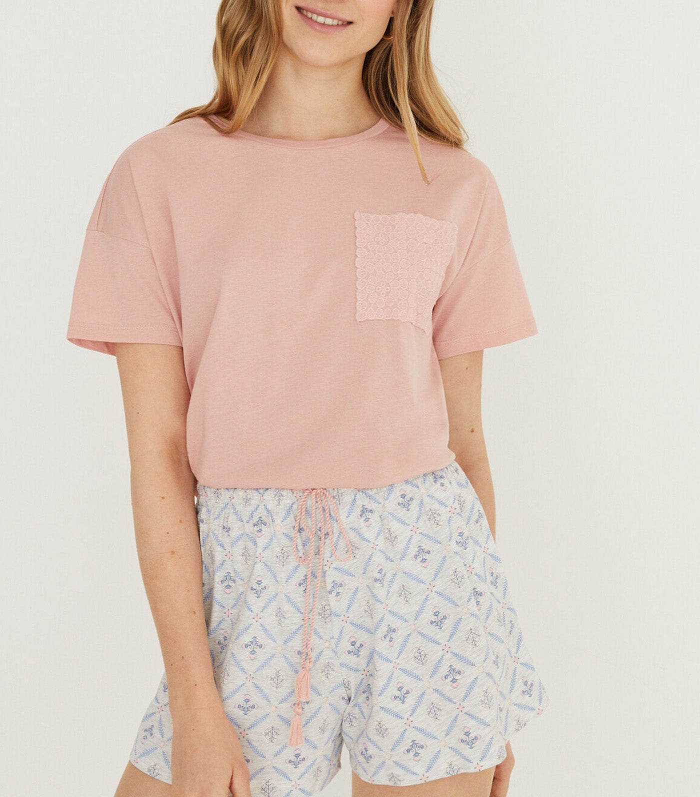 Short Pajamas with Pink Top