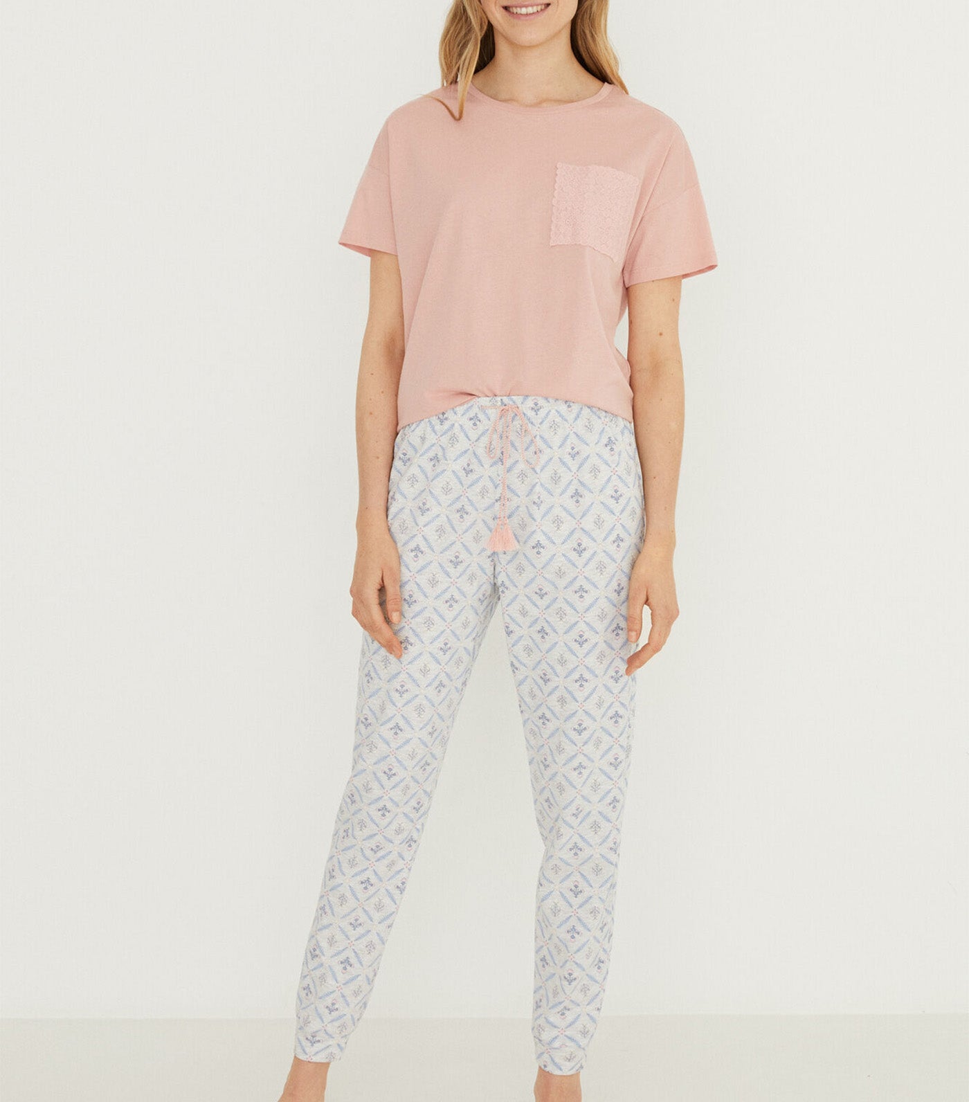 Long Floral Print Pajamas Pink