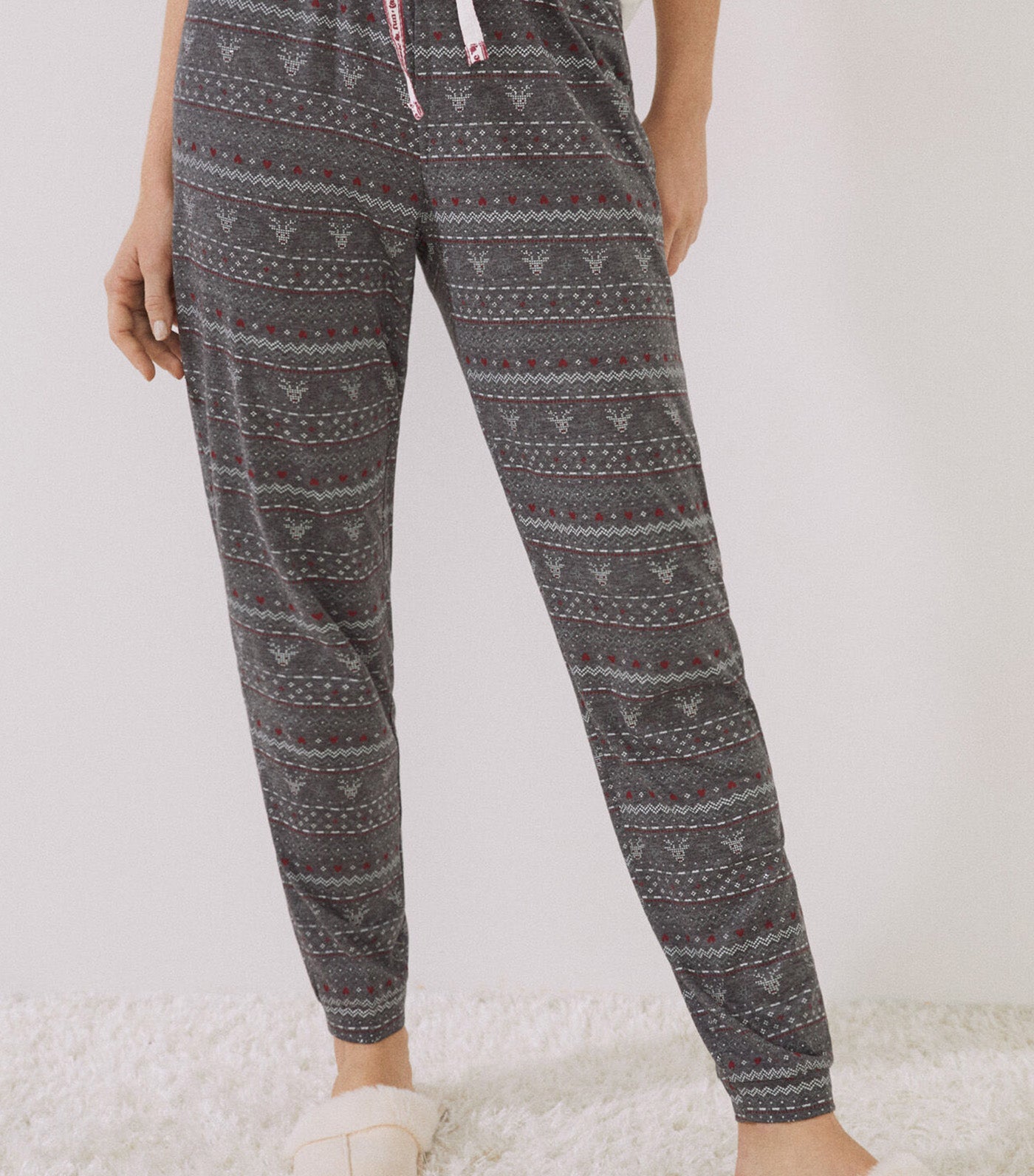 Long Printed Trousers Gray