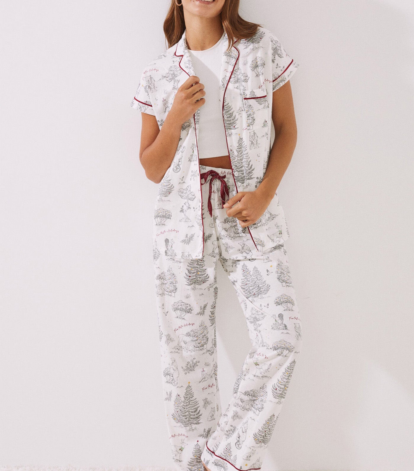 100% Cotton Printed Classic Pyjamas Gray