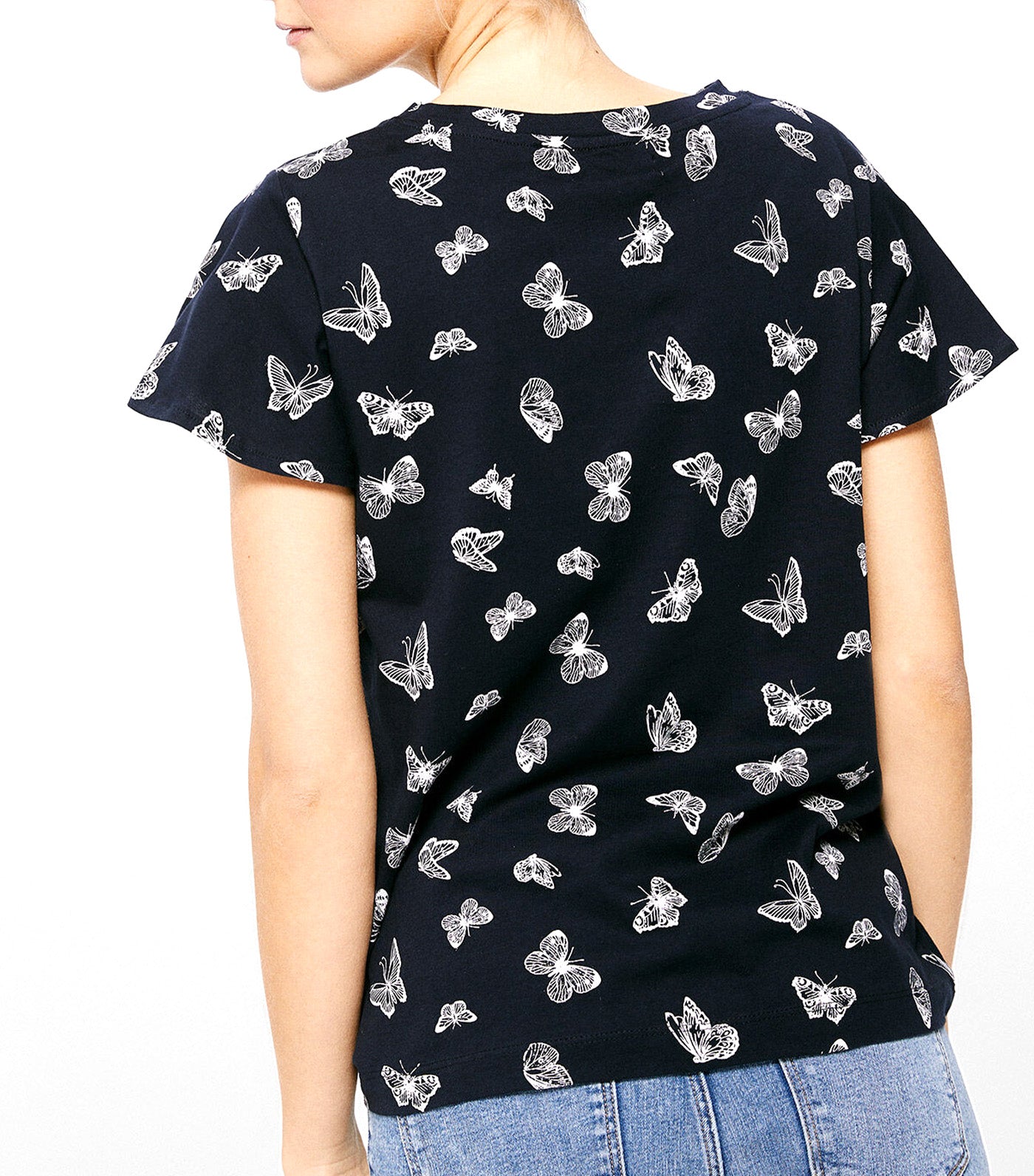 Printed T-Shirt with Flight Sleeve Navy