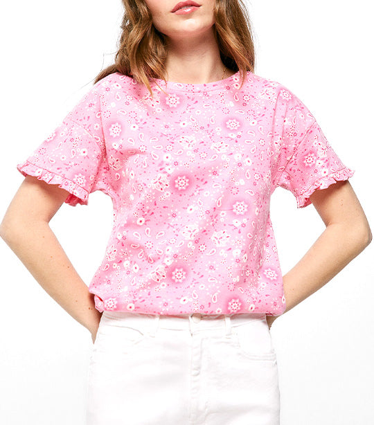 Fantasy Sleeve Printed T-Shirt Pink