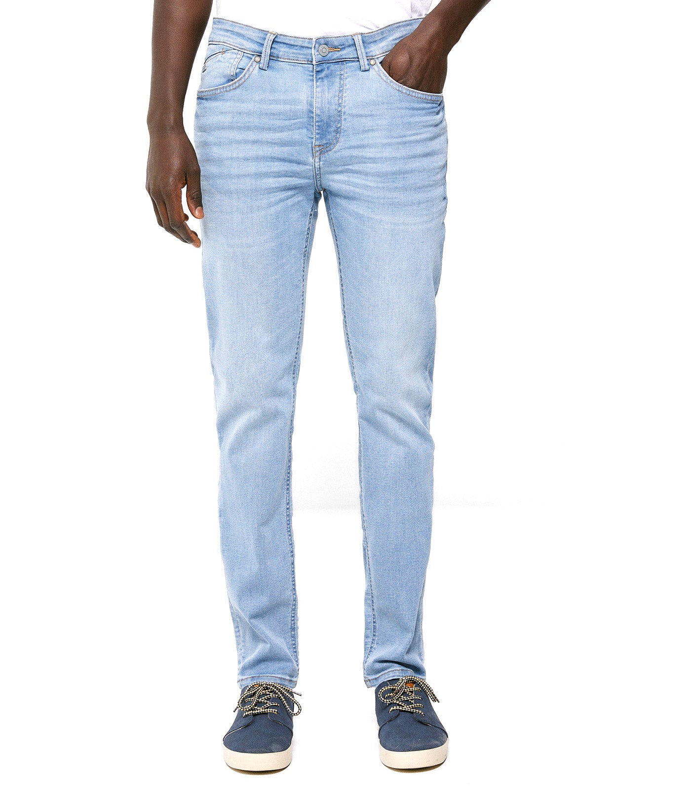 Medium-Light Wash Skinny Jeans Blue