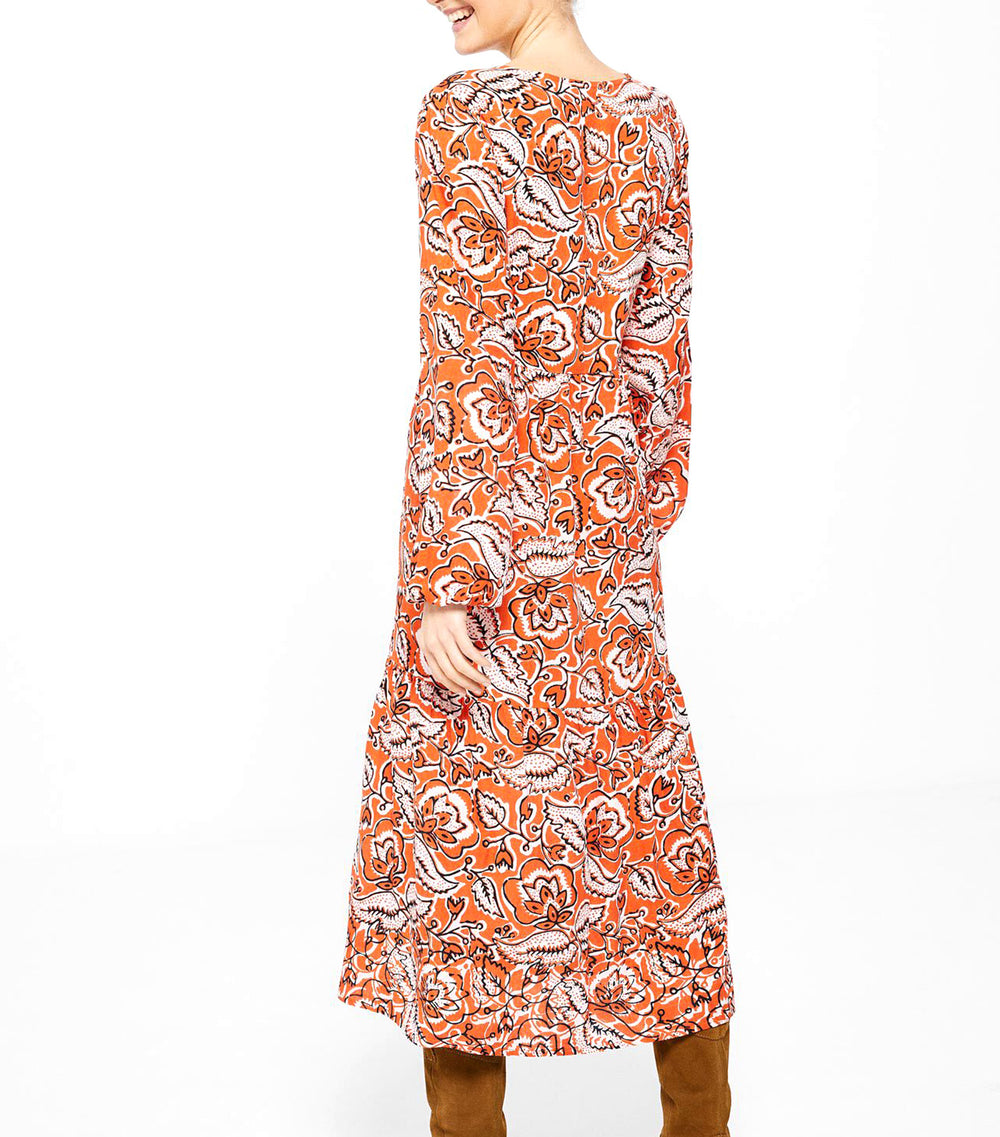 Springfield Midi Dress with Embroidered Neckline Orange | Rustan's