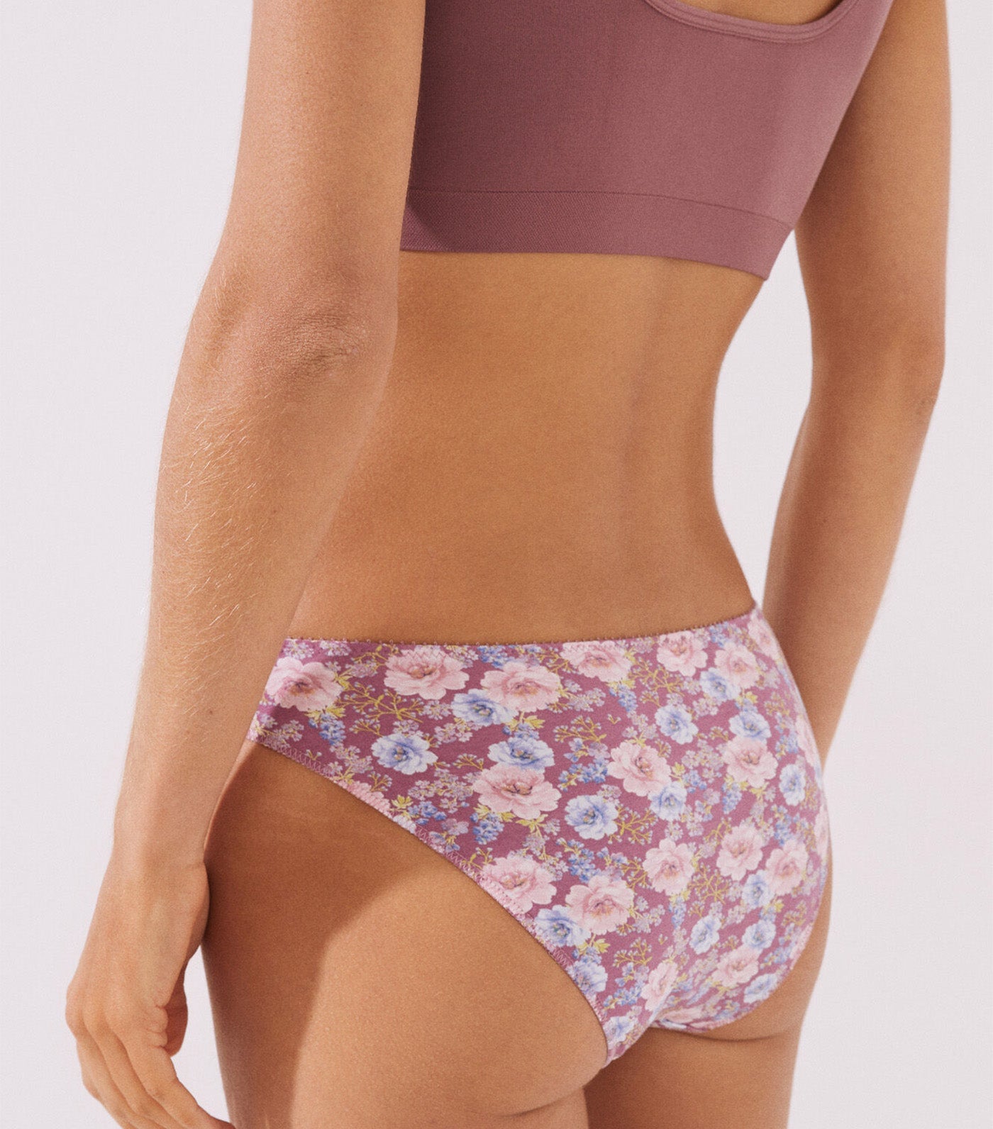 7-Pack of Classic Cotton Floral Print Panties Purple