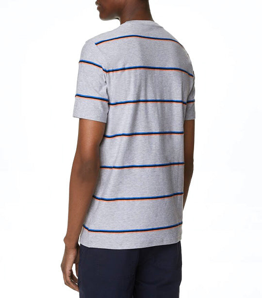 Pure Cotton Textured Striped T-Shirt Gray