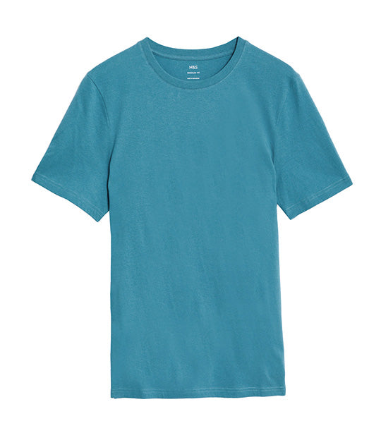 Pure Cotton Crew Neck T-Shirt Winter Turquoise