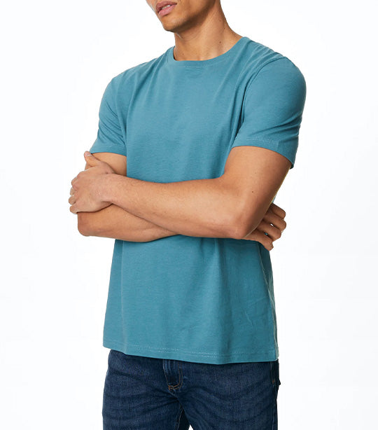 Pure Cotton Crew Neck T-Shirt Winter Turquoise