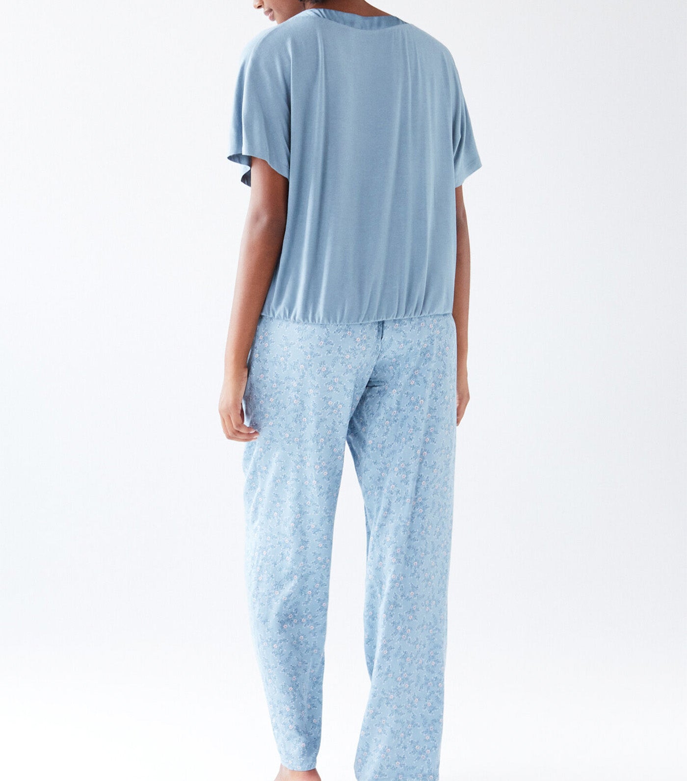 Long Floral Pajamas Blue