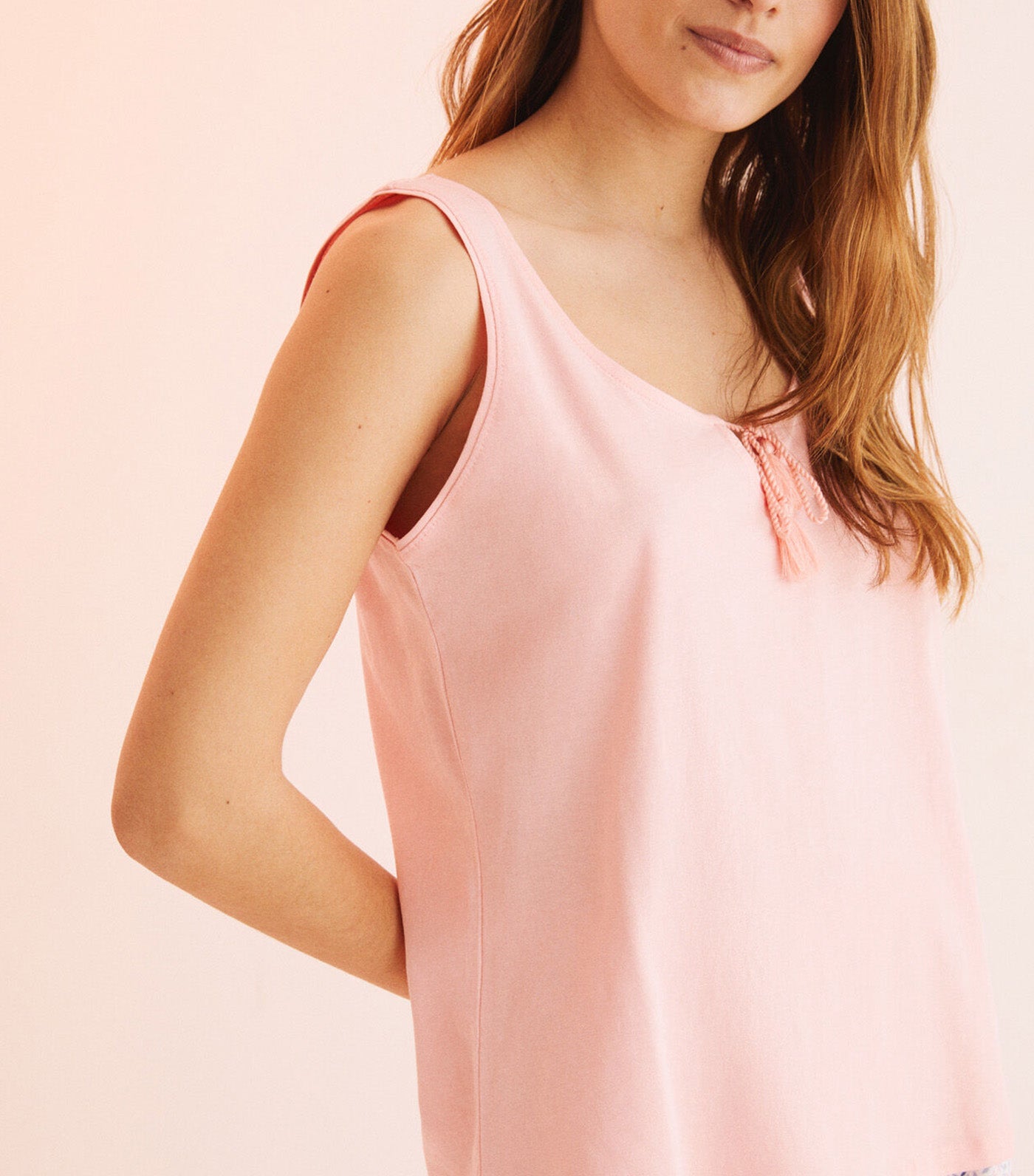 Short Cotton Pyjamas with Vest Pink
