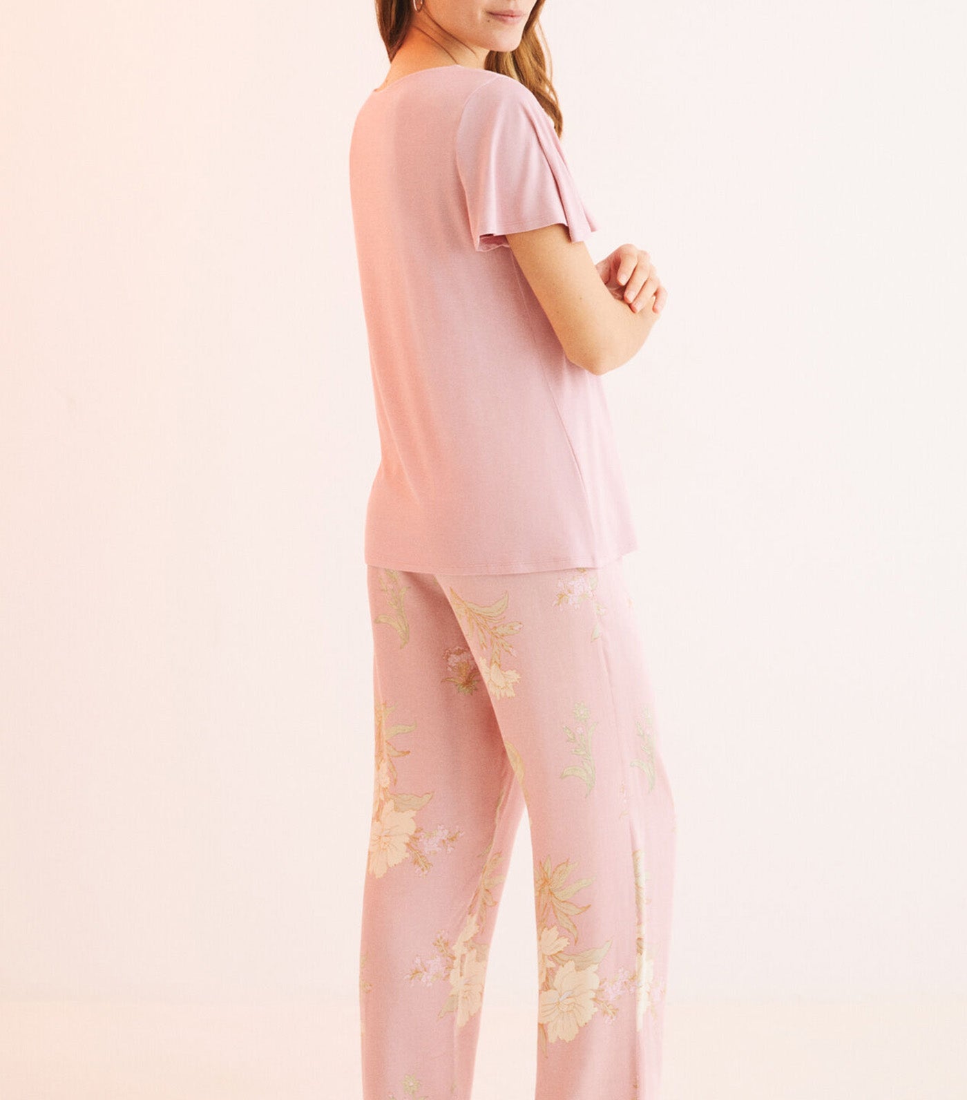 Short-Sleeved Pyjamas with Capri Bottoms Pink
