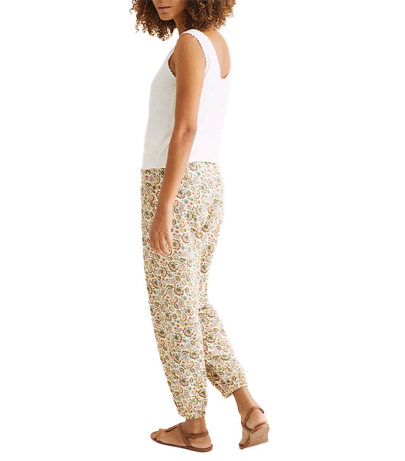 Long Printed Baggy Trousers Green