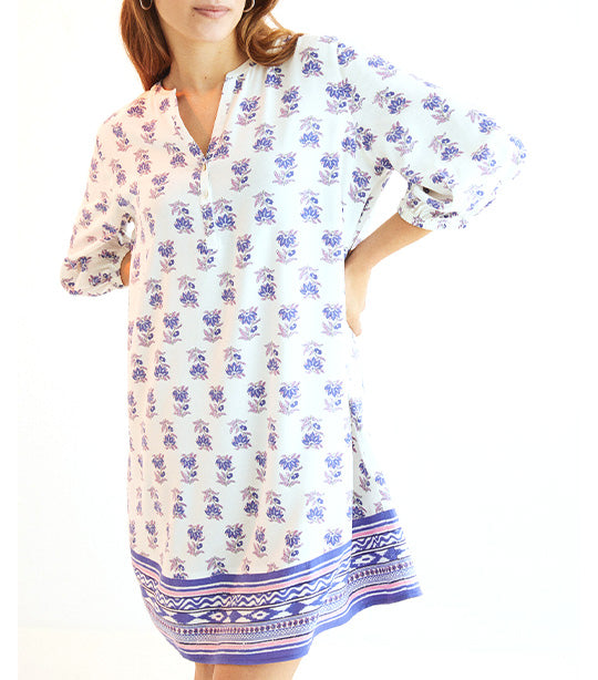 Camisole with Voluminous Sleeves Blue Print