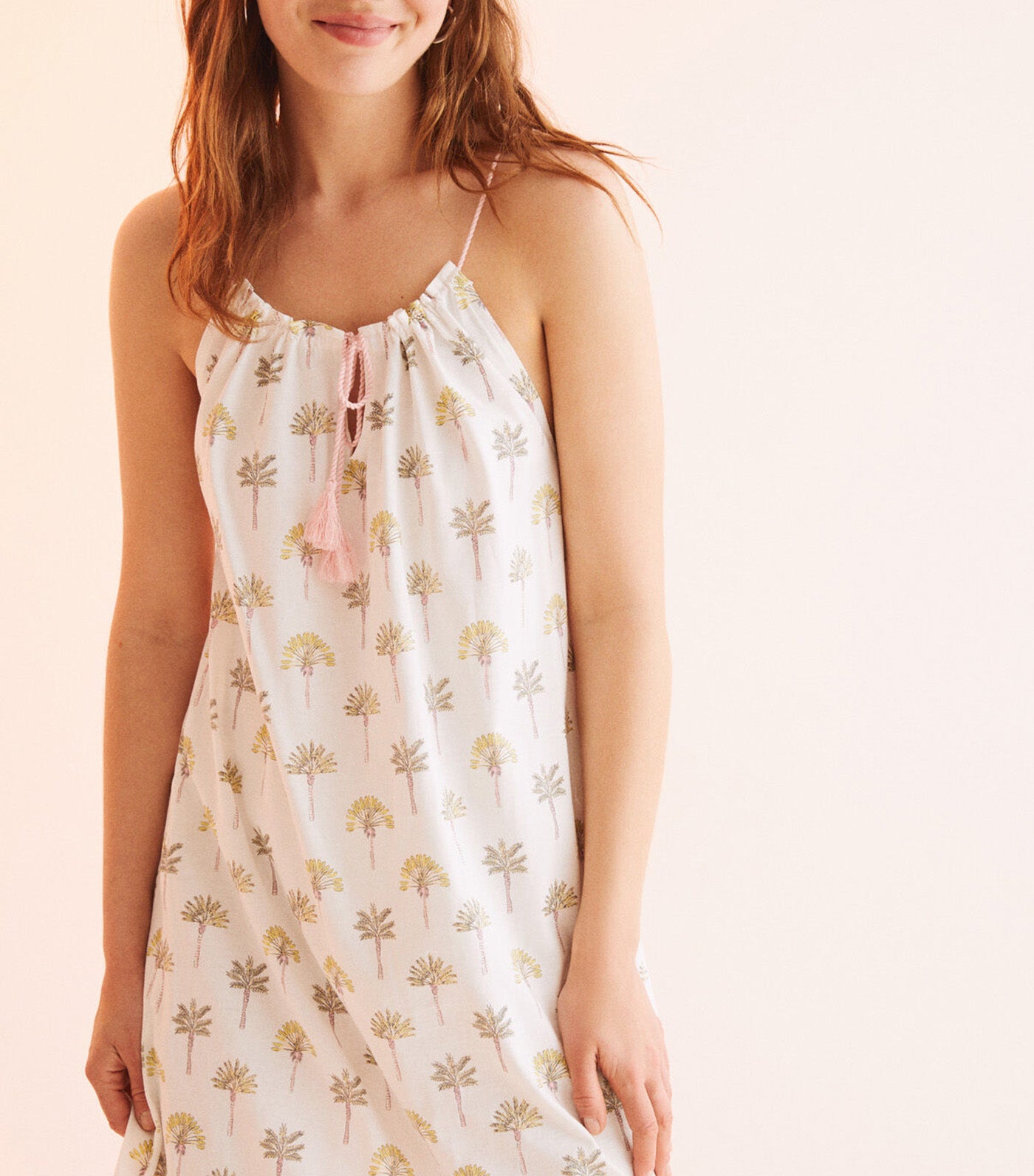 Short Nightgown With Rope Straps White
