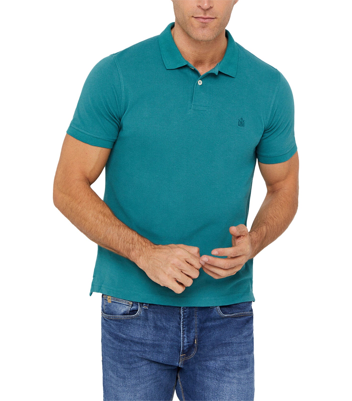 Logo Pique Polo Shirt Turquoise