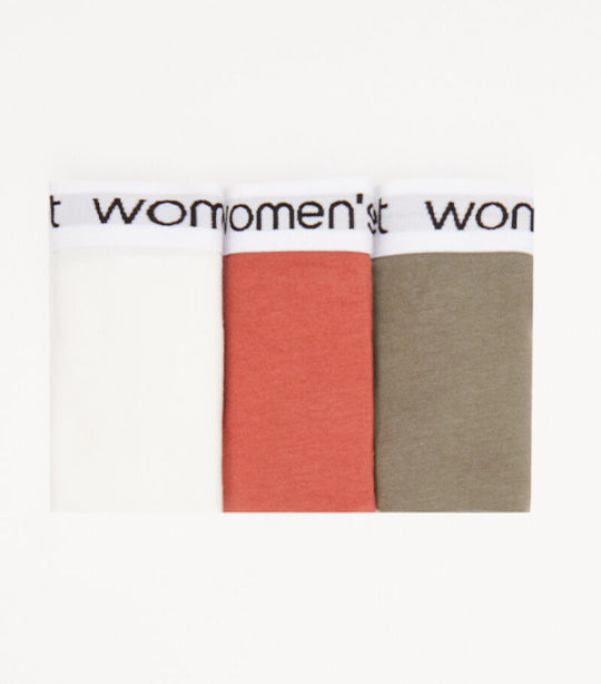 Three-Pack Classic Cotton Panties with Logo Earthy Assorted