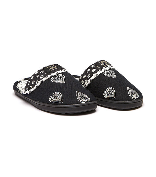 Hearts Slippers Black