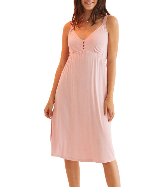 Strappy Lace Nightgown Pink