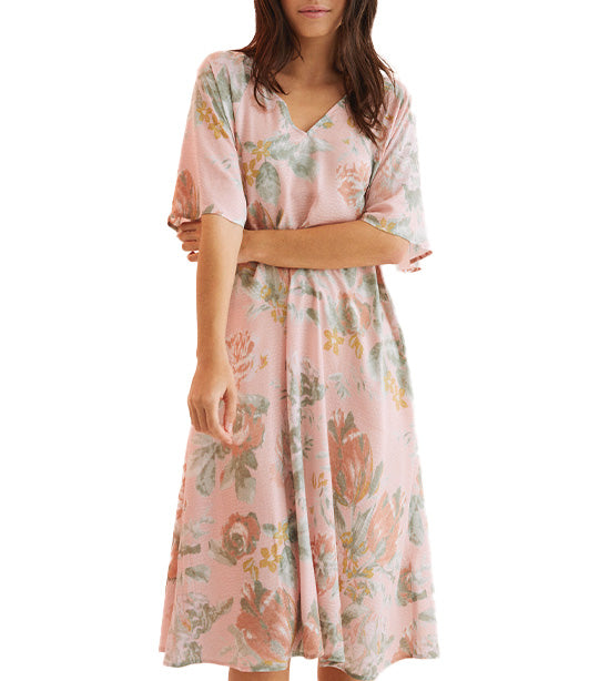 Long Printed Nightgown Pink