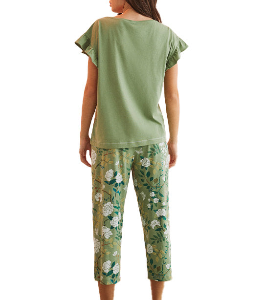Printed Capri Pyjamas Green