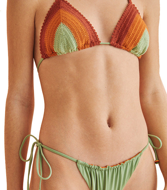 Reversible Brazilian Bikini Bottoms Green and Orange