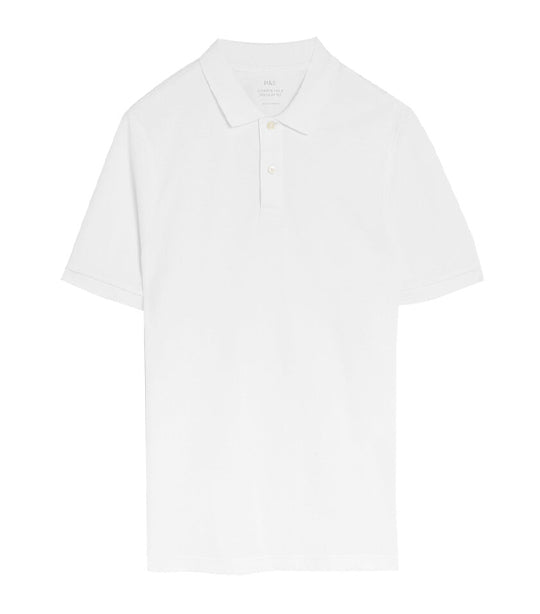 Marks and spencer 2024 white polo shirt