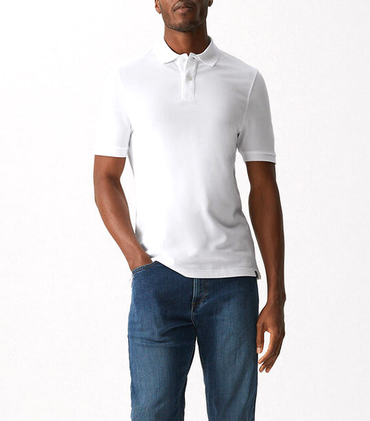 Pure Cotton Pique Polo Shirt White