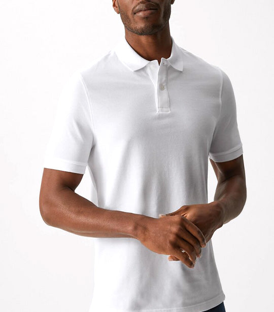 Pure Cotton Pique Polo Shirt White