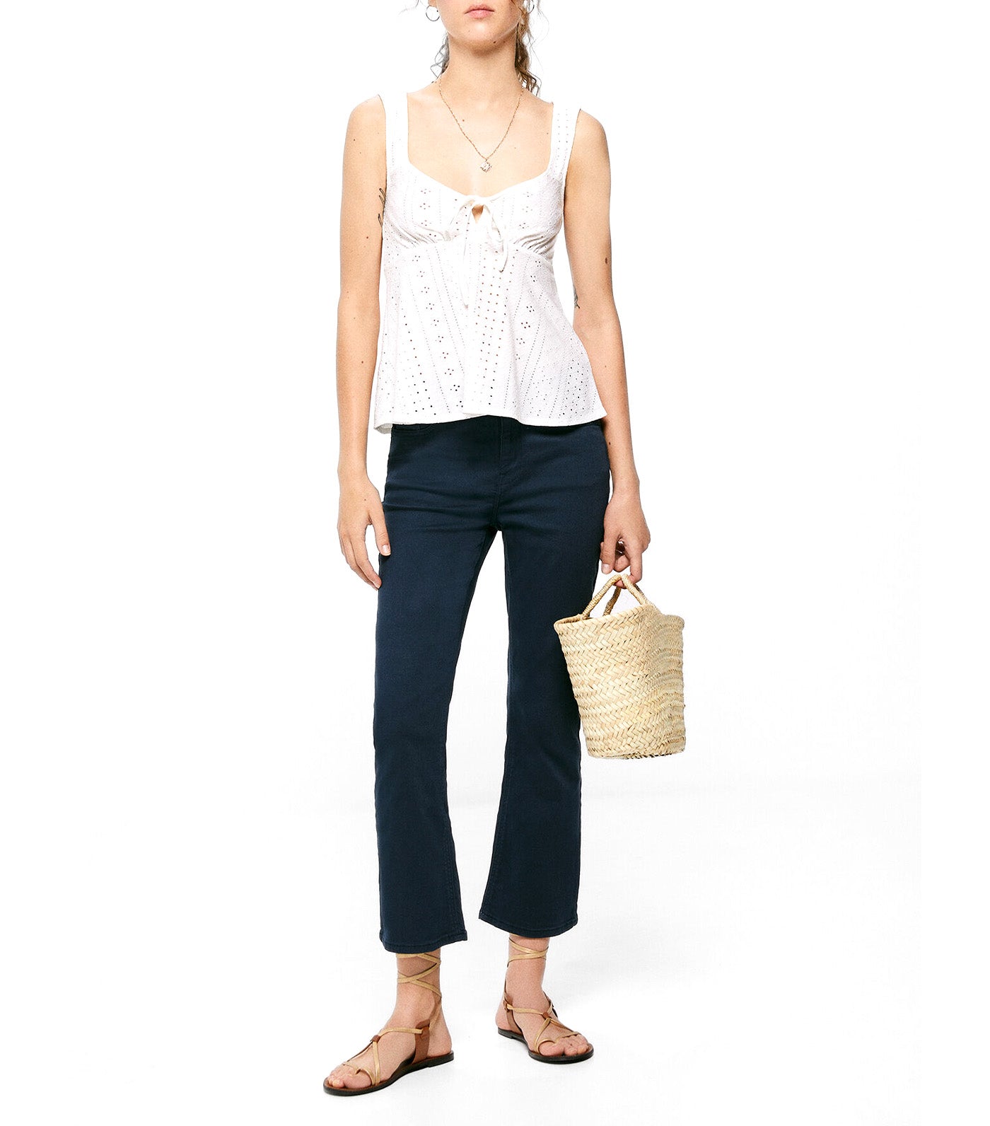 Springfield Swiss Embroidered Peplum Top White | Rustan’s