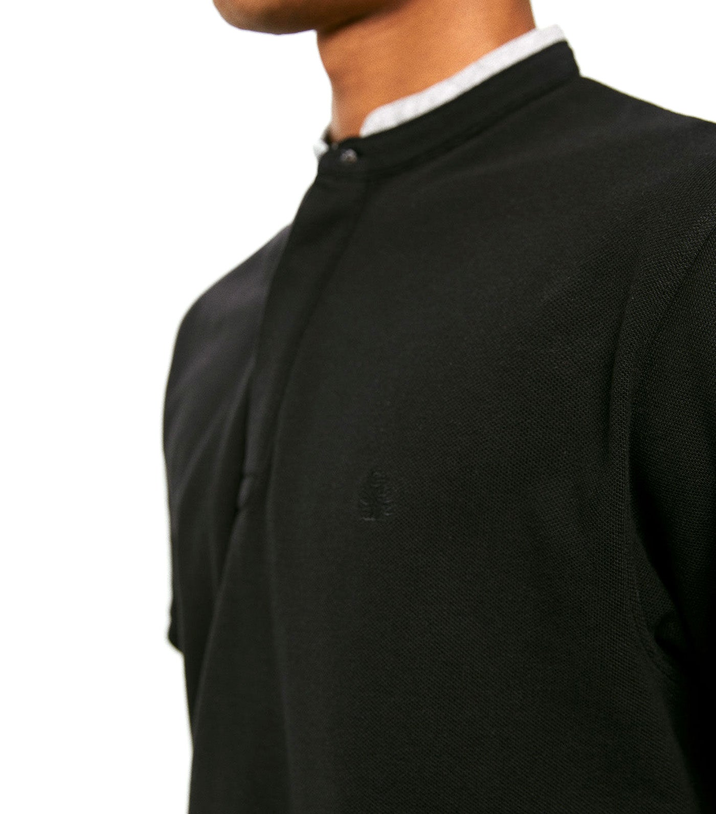 Slim Mandarin Polo Shirt Black
