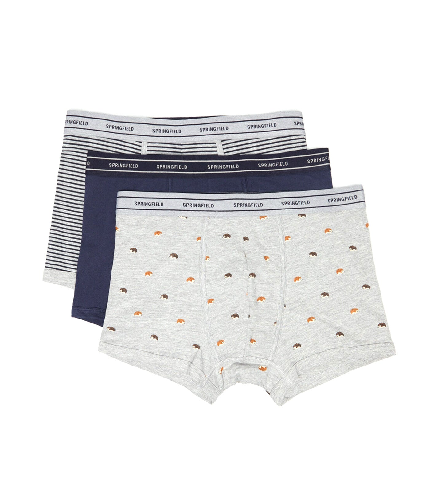 Pack of 3 Hedgehog Print Cotton Boxers Navy