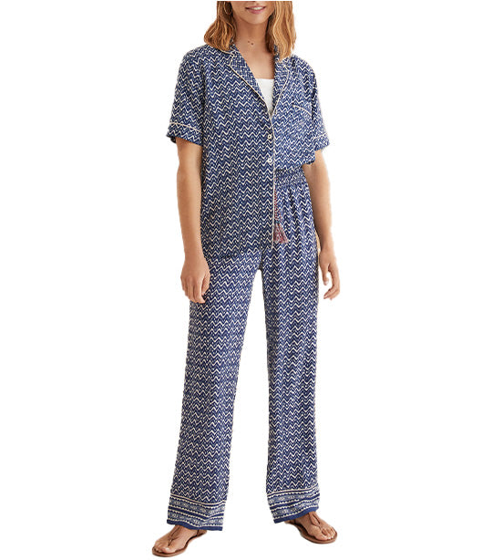 Classic Long Zigzag Pajamas Blue