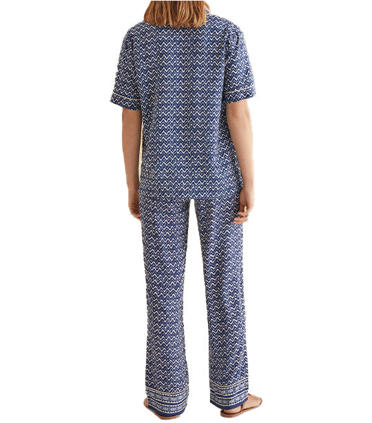 Classic Long Zigzag Pajamas Blue