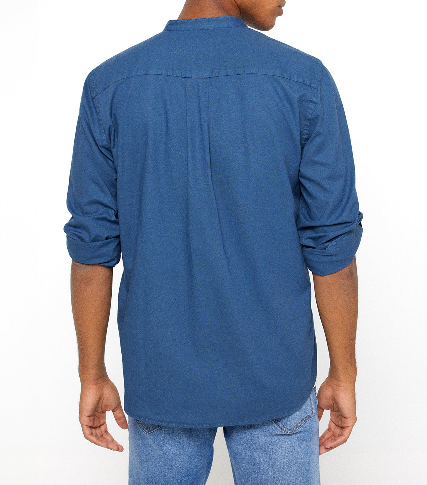 Mandarin Collar Shirt Blue
