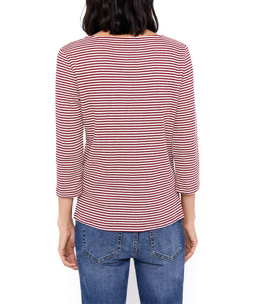 Striped Top with Ruched Detail Wine