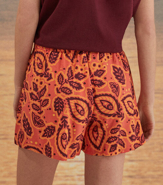 Printed Pyjama Shorts Orange