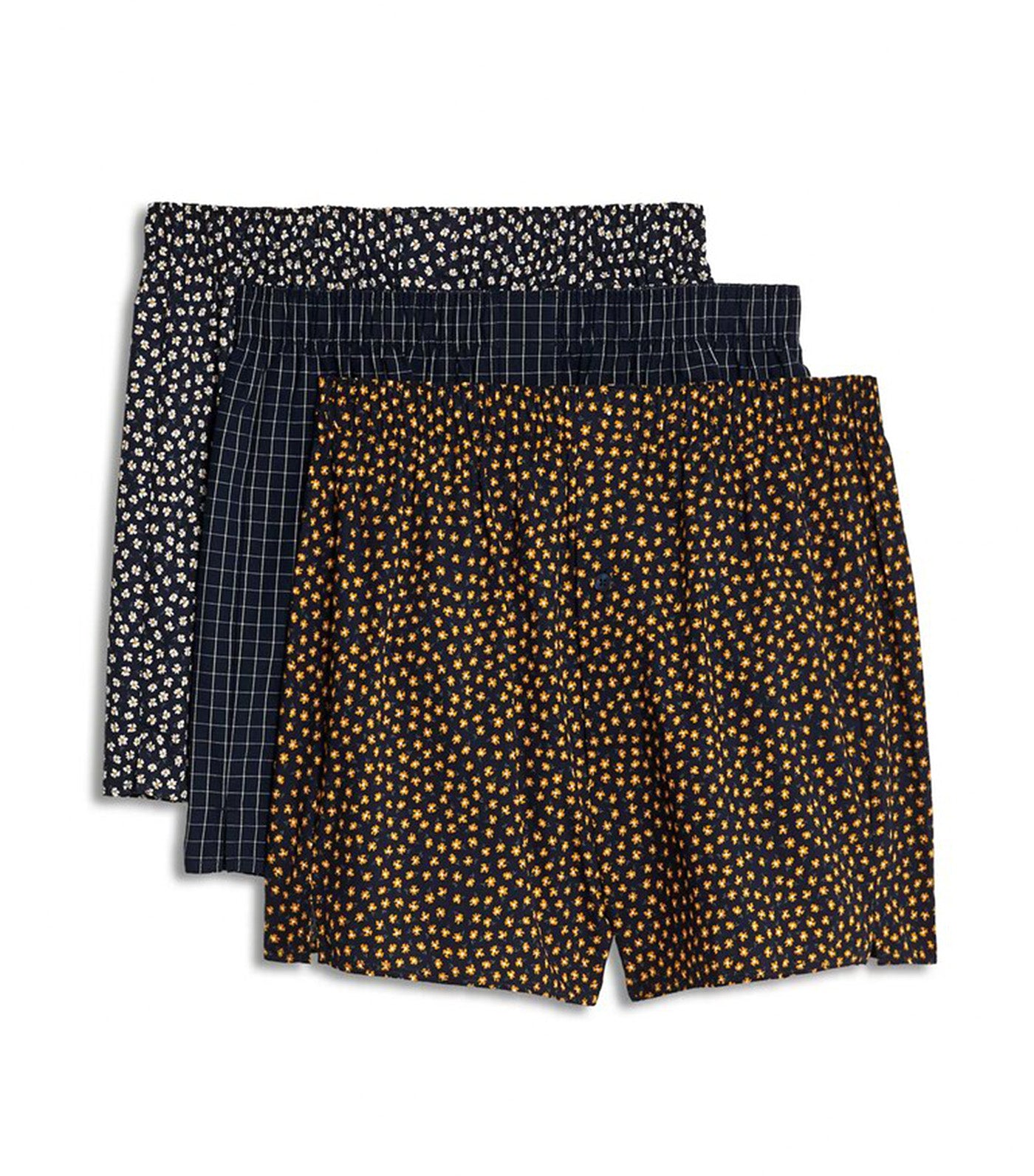 3 Pack Pure Cotton Printed Woven Boxers Multi
