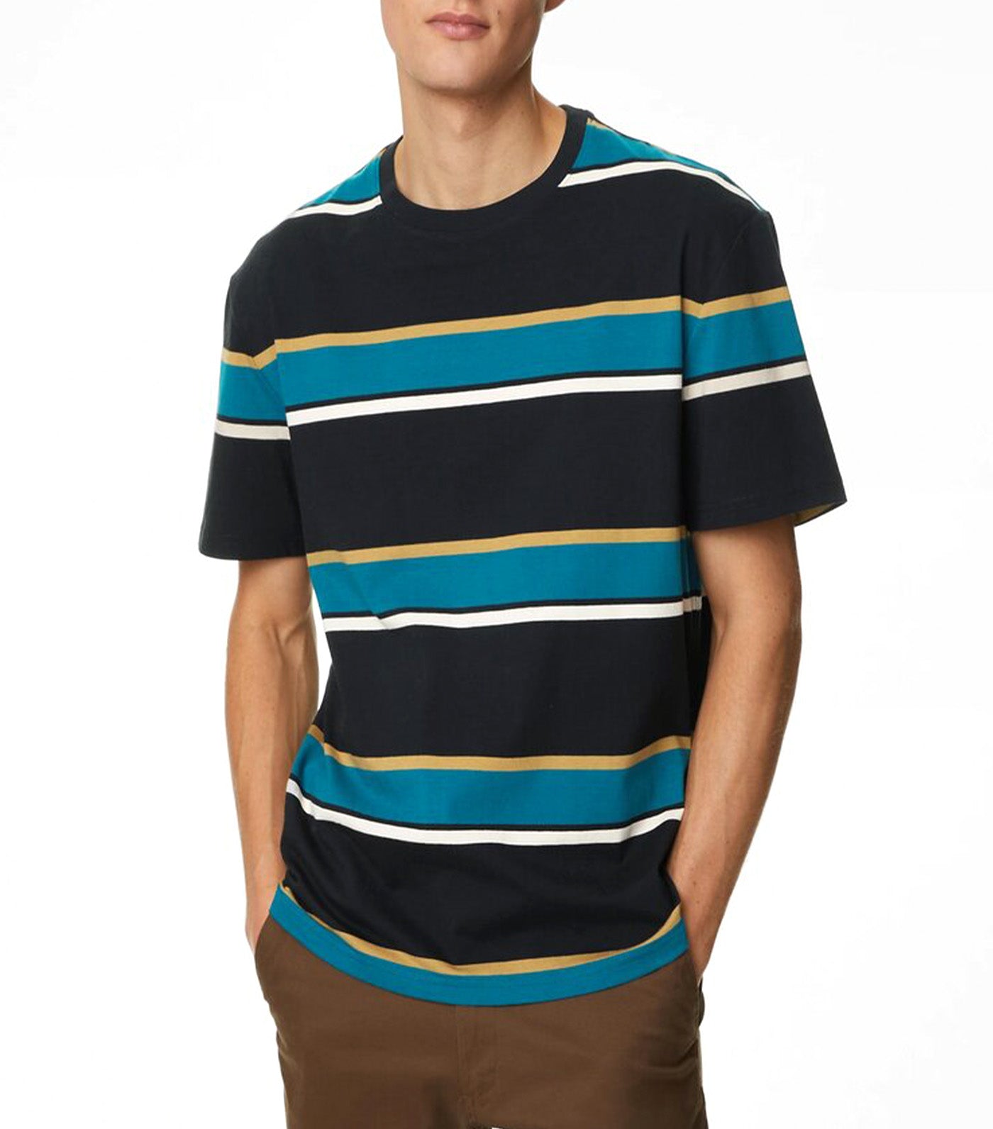 Pure Cotton Striped T-Shirt Black Mix